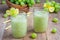 Healthy smoothie with green grape, lemon and honey