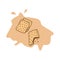 Healthy snack, chocolate crackers illustration. brown color paint spattered. hand drawn vector. cookies icon for meal. doodle art