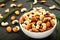 Healthy snack food- bowl of nuts.