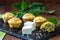 Healthy snack muffins with feta cheese and nettle.