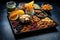 healthy snacks placed neatly on a metal tray