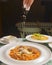 Healthy spaghetti dinner. Traditional Italian pasta with meatballs and cheese. Italian cuisine concept