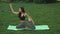 Healthy sports lifestyle. Woman practicing yoga outdoors in park