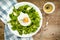 Healthy spring green salad with egg