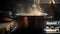 Healthy stew simmering on stove top in stainless steel saucepan generated by AI