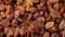 Healthy sweet sundried raisins close up full frame