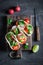 Healthy tacos with fresh vegetables and lime