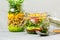 Healthy take-away lunch jars.