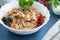 Healthy tasty breakfast multigrain wholewheat healthy cereals with strawberries, raspberries, black currants and red