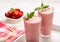 Healthy tasty milk cocktails with strawberries and banana.