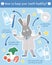 Healthy teeth habits illustration. Cute dentist infographics for kids. Vector funny card template with cute smiling doctor rabbit