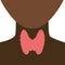 Healthy thyroid gland on black neck silhouette icon