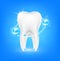 Healthy tooth and bubbles fluorine radius ring surrounds. Teeth gums healthy sparkling white. Medical dentistry concept.