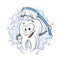 Healthy tooth with dental brush vector illustration white background teeth cleaning health smiling cartoon clean cosmetics