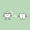 Healthy tooth and floss with heart preparing for cleaning teeth