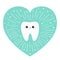 Healthy tooth heart icon. Smiling face. Round line circle. Oral dental hygiene. Children teeth care. Cute love character. Shining