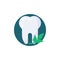 Healthy tooth with herbal leaves flat icon
