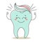 Healthy tooth kawaii character with toothpaste, cute cartoon character. Dental care. Illustration, icon