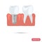 Healthy tooth and pin color flat icon for web and mobile design