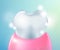 Healthy Tooth ,Under Protection, tooth in the gum. healthy gums. Teeth Whitening, glowing effect,3D, realistic, Dental design