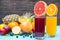 Healthy tropical fruit blends or juices