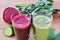 Healthy vegetable juice beet and green smoothie