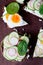 Healthy vegetable toast with egg and spinach