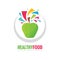 Healthy vegetarian food - business logo template concept illustration. Fresh juice creative sign. Green apple symbol.