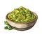 Healthy vegetarian guacamole in a fresh bowl