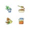 Healthy vegetarian meals RGB color icons set