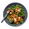 Healthy Vegetarian Salad, Roasted Pumpkin and Chickpea Salad in a Bowl on White Background