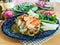 Healthy Vietnamese Salad Rolls with Shrimp in Finedining Restaurant