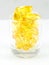 Healthy vitamin glass : yellow oil pills in translucent glass