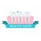 Healthy well-groomed teeth. Dentistry and oral care. Flat vector illustration