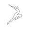 Healthy and wellness symbol. One line drawing person jumping continuous lineart. Hand drawn sketch minimalism