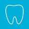 Healthy White Tooth contour one line silhouette icon. Oral dental hygiene. Whitening concept. Children teeth care. Blue background