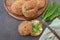 Healthy whole grain buns with wild garlic