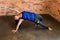 Healthy woman during flowing yoga class