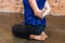 Healthy woman during flowing yoga class