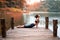 Healthy woman practicing yoga on the bridge