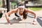 Healthy woman pushups