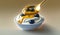 Healthy yogurt with blueberries in white bowl ,generative AI