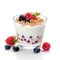 Healthy Yogurt with Muesli and Fresh Berries. Generative ai