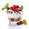 Healthy Yogurt with Muesli and Fresh Berries. Generative ai