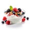 Healthy Yogurt with Muesli and Fresh Berries. Generative ai