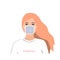 Healthy young woman, a girl in a medical protection mask. Health concept during an influenza or coronavirus epidemic