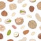 Heap of assorted nuts. Seamless hand drawn pattern