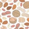 Heap of assorted nuts. Seamless pattern