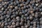 Heap of black pepper texture background, milled peppercorns