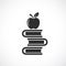 Heap of books and apple vector sign